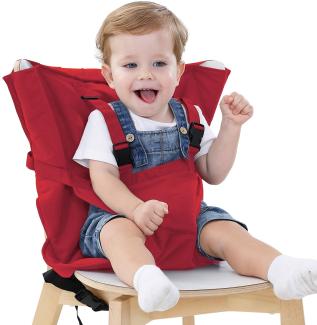 Vine Easy Seat Tragbarer Reise-Hochstuhl | Verstellbar, Sicherheit, Waschbar | Kleinkinder-Hochstuhl-Sitzbezug | Praktischer Reisehochstuhl passt in Ihre Handtasche, Rot