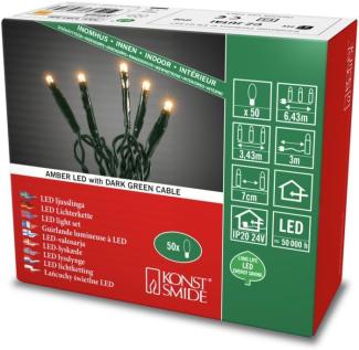 Micro LED Lichterkette - 50 bernsteinfarbene LED - L: 3,43m - grünes Kabel - innen