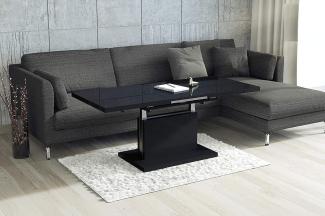 Design Couchtisch Tisch Aston Schwarz Hochglanz stufenlos höhenverstellbar ausziehbar 120 bis 200cm Esstisch