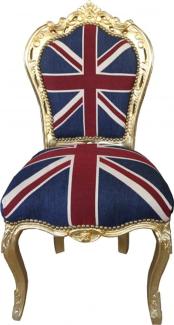 Casa Padrino Barock Esszimmer Stuhl Union Jack / Gold - Möbel Antik Stil