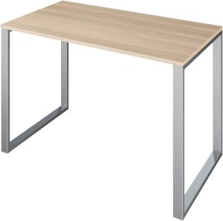 LEVIRA Fulda Schreibtische, Engineered Wood, Metallic und Eiche Weiß, 110 x 60 x 74 cm