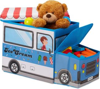 Relaxdays 'Eiswagen' Staubox mit Deckel blau