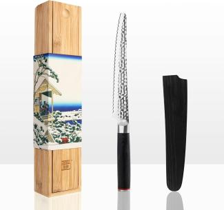 KOTAI Brotmesser| Messer mit Wellenschliff | 20-cm-Klinge | Von Hand gehämmert und geschärft | Ultrascharfer 440C-Edelstahl | Pakkaholzgriff, versteckte Vollseide
