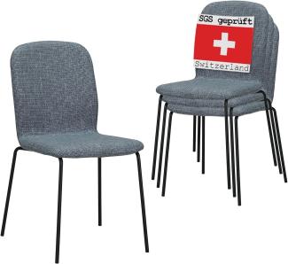 Albatros Stapelstuhl ENNA 4er Set, Grau- stapelbarer Konferenzstuhl - Besucherstuhl, Bequeme Stühle für Wartezimmer