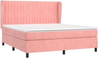 vidaXL Boxspringbett mit Matratze Rosa 180x200 cm Samt