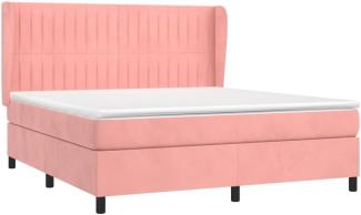 vidaXL Boxspringbett mit Matratze Rosa 180x200 cm Samt