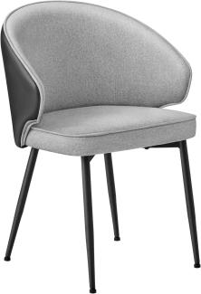 VASAGLE 1 Set Küchenstuhl Polsterstuhl Wohnzimmerstuhl Sessel mit Rückenlehne, Metallbeine,Loungesessel hellgrau CDL100G01