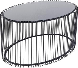 Kare Design Couchtisch Wire Uno Schwarz 60x90cm, moderner Couchtisch in Ovaler Form mit Tischplatte aus Glas, (H/B/T) 40,5x90x60cm