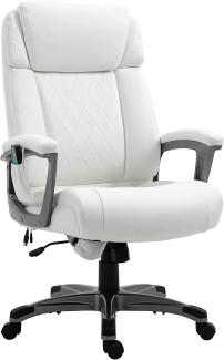 Vinsetto Massage-Bürostuhl 6-Punkt-Massage-Drehstuhl ergonomischer Stuhl Einstellbare aus Kunstleder mit gewölbter Kopfstütze und Armlehne Weiß 70 x 76,5 x 114-124 cm