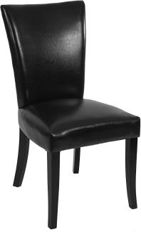 6er-Set Esszimmerstuhl Chesterfield, Stuhl Küchenstuhl, Nieten ~ Kunstleder, schwarz, dunkle Beine