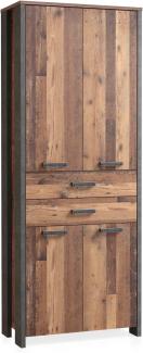Möbel-Eins CASSIA Büroschrank 4 Türen + 2 Schubkästen, Material Dekorspanplatte, Old Wood Vintage/betonfarbig