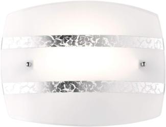 Moderne LED Wandleuchte 30x22cm weißer Glasschirm mit Dekorstreifen in silber