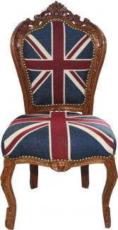 Casa Padrino Barock Esszimmer Stuhl Union Jack / Braun - Möbel Antik Stil