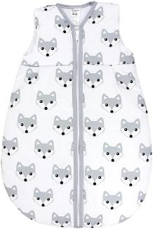 TupTam Baby Ganzjahres Schlafsack Ärmellos Wattiert, Farbe: Füchse Weiß/Grau, Größe: 104-110