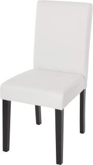 Esszimmerstuhl Littau, Küchenstuhl Stuhl, Kunstleder ~ weiß matt, dunkle Beine