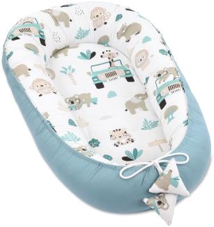 Babynest Kokon Neugeborene 90 x 50 cm - Handmade Kuschelnest Baby Nestchen aus Baumwolle Afrika Blau