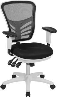 Flash Furniture Bürostuhl mit mittelhoher Rückenlehne – Ergonomischer Schreibtischstuhl mit verstellbaren Armlehnen und Netzstoff – Perfekt für Home Office oder Büro – Schwarz/weiß