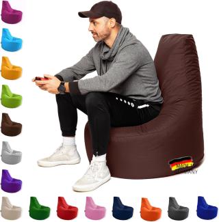 Patchhome Gamer Kissen Lounge Kissen Sitzsack Sessel Sitzkissen In & Outdoor geeignet fertig befüllt | Braun - Ø 75cm x Höhe 80cm - in 2 Größen und 25 Farben