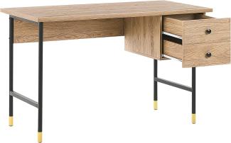 Schreibtisch schwarz / heller Holzfarbton 120 x 60 cm 2 Schubladen ABILEN