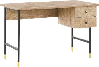 Schreibtisch schwarz / heller Holzfarbton 120 x 60 cm 2 Schubladen ABILEN