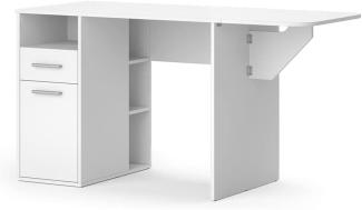 Vicco Basteltisch Basti 104x76cm, weiß, Schreibtisch mit klappbarer Erweiterung