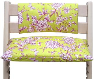 Blausberg Baby - BESCHICHTET - Sitzkissen Set Junior *31 FARBEN* für Tripp Trapp ohne Schlitz im Sitzkissen (Cherry Blossom Gelb Pink) - 100% made in Hamburg
