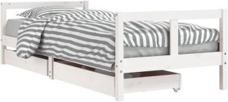 Kinderbett mit Schubladen Weiß 80x200 cm Massivholz Kiefer