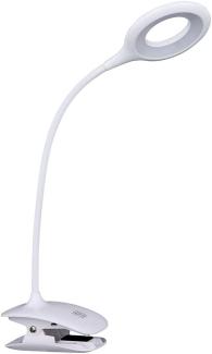 LED Klemmlampe, Touchdimmer, beweglich, Akku, weiß, H 49 cm