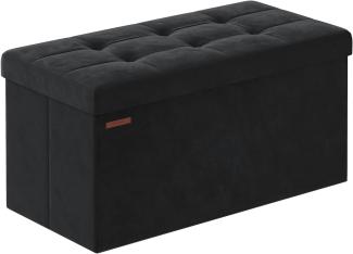 SONGMICS Sitzhocker mit Stauraum, klappbare Sitzbank, 38 x 76 x 38 cm Fußbank, Aufbewahrungsbox, bis 300 kg belastbar, für Wohnzimmer Schlafzimmer Flur, tintenschwarz LSF247B01