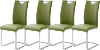 Robas Lund Esszimmerstühle 4er Set Grün-Olive Schwingstuhl-Set, Stuhl bis 120 kg belastbar