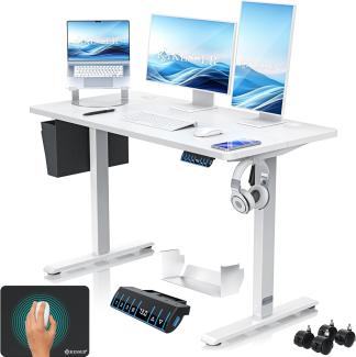 KESSER® Höhenverstellbarer Schreibtisch elektrisch | Ergonomisch Steh-Sitz Schreibtisch | 3-Funktions-Memory Steuerung | Inkl. 360° Rollen & USB-Ladeanschluss | Computertisch für Homeoffice Weiß, 120 x 60 cm