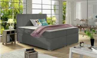 Stylefy Neptune Boxspringbett Grau Velours KRONOS 160x200 cm