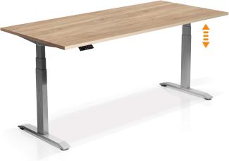 Möbel-Eins OFFICE ONE elektrisch höhenverstellbarer Schreibtisch / Stehtisch, Material Dekorspanplatte grau Eiche sonomafarbig 120 x 80 cm