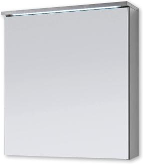 Stella Trading TWO Spiegelschrank Bad mit LED-Beleuchtung in Titan / Weiß - Badezimmerspiegel Schrank mit viel Stauraum - 60 x 68 x 22,5 cm (B/H/T)