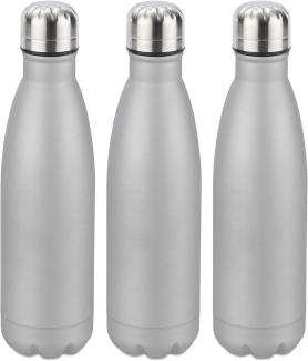 3 x Trinkflasche Edelstahl silber 10028154