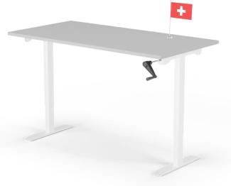 manuell höhenverstellbarer Schreibtisch EASY 160 x 80 cm - Gestell Weiss, Platte Grau