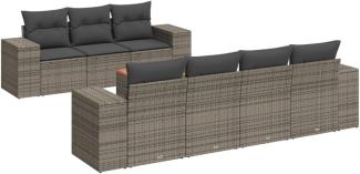 vidaXL 8-tlg. Garten-Sofagarnitur mit Kissen Grau Poly Rattan