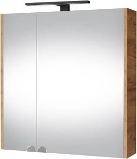Planetmöbel Spiegelschrank Badezimmer WC Badezimmerschrank 64cm breit (Gold Eiche)