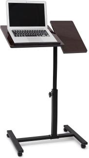 Relaxdays Laptoptisch höhenverstellbar, Laptopständer Holz, mit Rollen, drehbar, HxBxT: 95 x 60 x 40,5 cm, schwarz