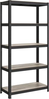 SONGMICS Standregal, 2er Set, Bücherregal, Lagerregal, 5 Ablagen, verstellbar, 40 x 90 x 180 cm, jeweils bis 875 kg belastbar, für Küche, Wohnzimmer, Greige-schwarz GLR040B22