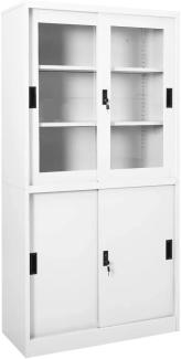 vidaXL Büroschrank mit Schiebetüren Weiß 90x40x180 cm Stahl
