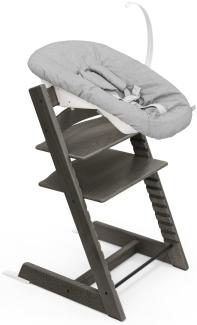 Tripp Trapp Stuhl von Stokke (Hazy Grey) mit Newborn Set (Grey) - Für Neugeborene bis zu 9 kg - Gemütlich, sicher & einfach zu verwenden