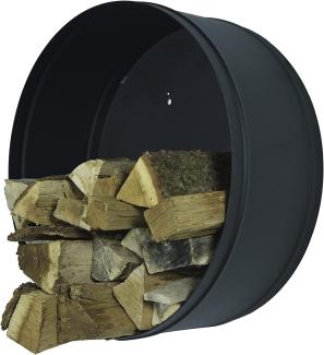 Kaminholzablage BANSHEE schwarz, runde Ablage für Brennholz