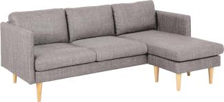 AC Design Furniture Milla 2-Sitzer Sofa mit Chaise Longue Modul in Hellgrau-braun, Kleines Ecksofa für 2 Personen, Couch mit Armlehnen in L-Form, Sofa im Retro Stil, B: 201 x H: 84 x T: 132 cm