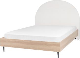 Bett cremeweiß heller Holzfarbton 140 x 200 cm MILLAY