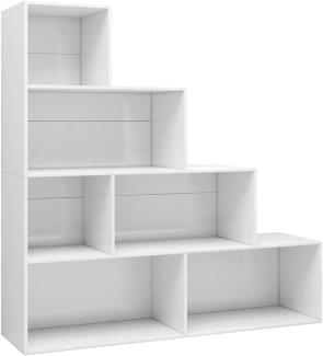 vidaXL Bücherregal/Raumteiler Hochglanz-Weiß 155x24x160 cm Spanplatte