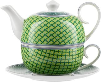 Tea for One Brillantporzellan: Luxuriöser Teegenuss für anspruchsvolle Genießer grüne Karos