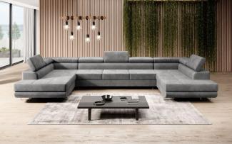 Designer Sofa Taormina mit Schlaf- und Klappfunktion (Samt) Grau