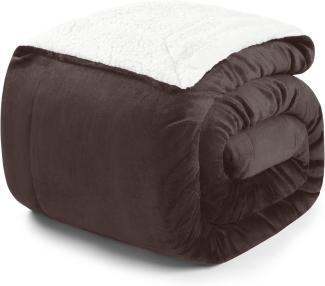 Blumtal Premium Sherpa Kuscheldecke 230 x 270 cm - warme Decke Oeko-TEX® zertifizierte Dicke Sofadecke, Tagesdecke oder Wohnzimmerdecke, Dunkelbraun