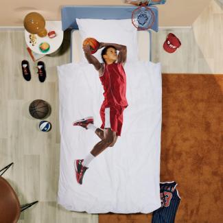 Snurk Bettwäsche Basketball, Größe 135x200/80x80 cm, red